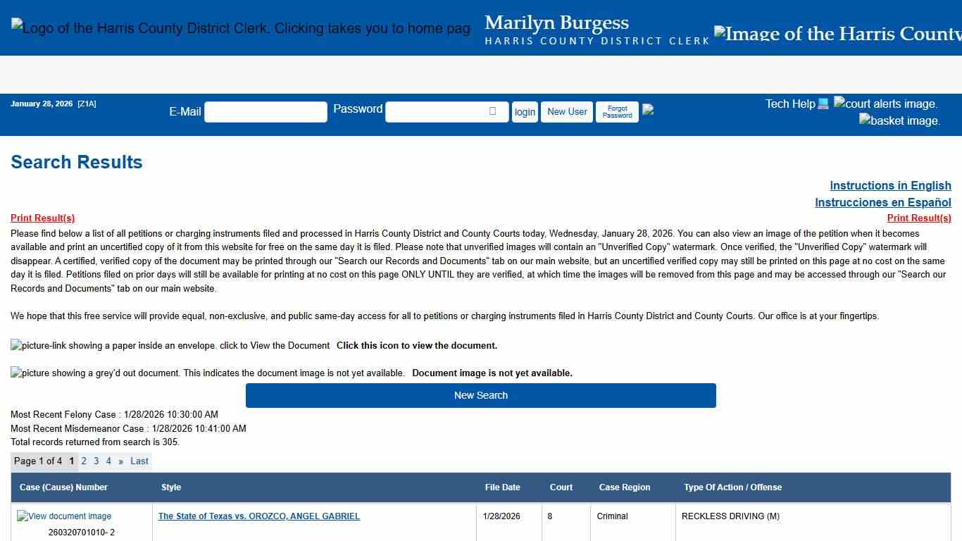 Office of Harris County District Clerk - Marilyn Burgess Search Our Records