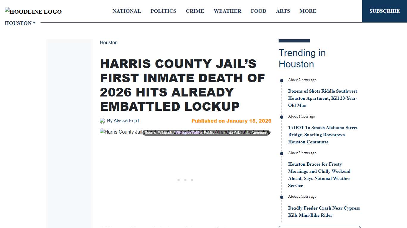 Harris County Jail’s First Inmate Death Of 2026 Hits Already Embattled