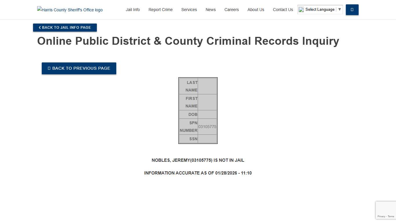 Online Public District & County Criminal Records Inquiry—Harris County Texas Sheriff's Office